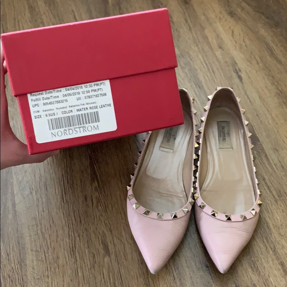 Valentino Rockstud Ballerina Flat Rose Leather - Picture 6 of 7